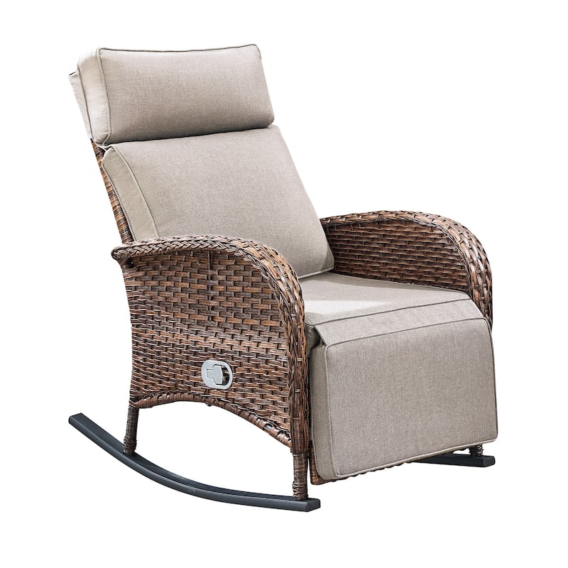 Pocassy Outdoor Curved Rocker Chaise Lounge Chairs with Side Table Set.