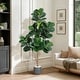 preview thumbnail 33 of 42, Artificial Fiddle Leaf Fig Tree with 48 Leaves in White Planter Pot, Faux Ficus Lyrata Plant for Home or Office Decor 5FT With Black Planter