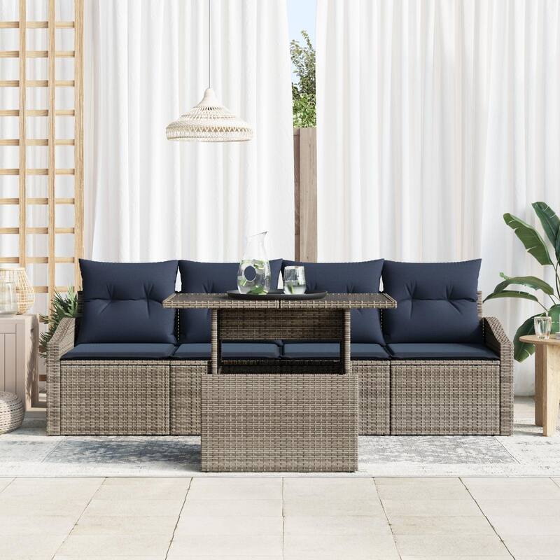 vidaXL 5 Piece Garden Sofa Set with Cushions - 91.7×24.4×27.2
