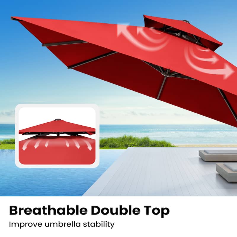 Pellebant 10 X 13 Feet Outdoor Cantilever Umbrella with Base