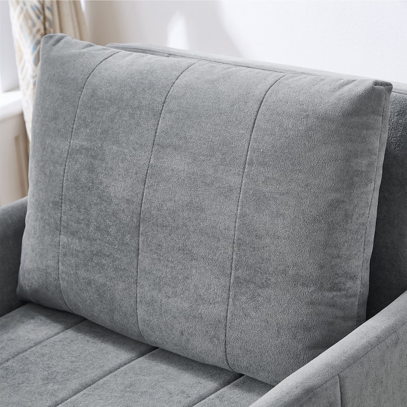 Chenille Convertible Sleeper Sofa Chair with 5-Position Backrest, Storage Basket and 440lb Capacity