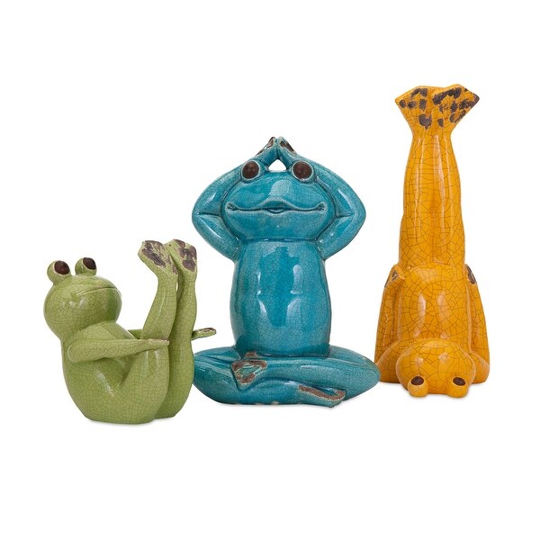 IMAX Home 135343 Yoga Frog Statuaries Set of 3