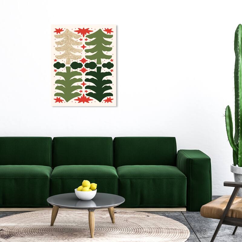 Wynwood Studio Canvas Holiday and Seasonal Glitter Pines Agreement Gold Modern & Contemporary Wall Art Canvas Print - 30 x 36
