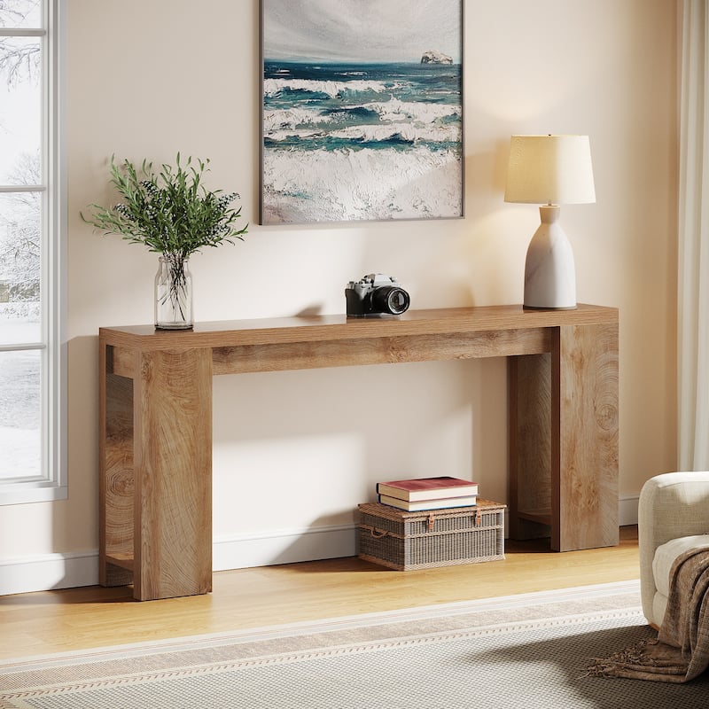 Farmhouse Wood 70.9 Inches Extra Long Console Table for Living Room, Hallway