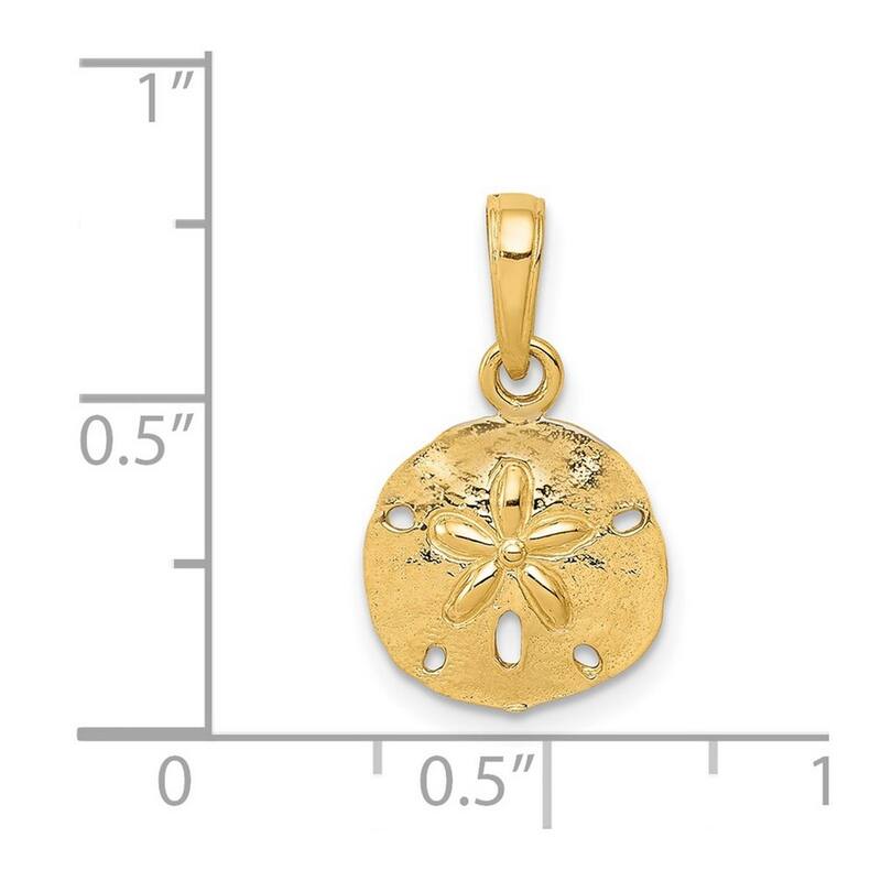 Curata 14k Yellow Gold 18" 19x11.45mm Small Sanddollar Pendant Necklace Necklace