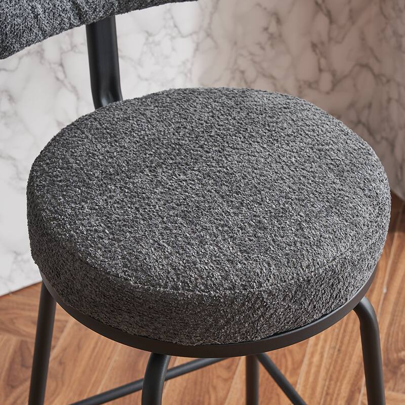 360° Swivel Bar Stools Set of 2,Boucle Counter Height Bar Chairs with Metal Legs for Kitchen Island, Dining Room