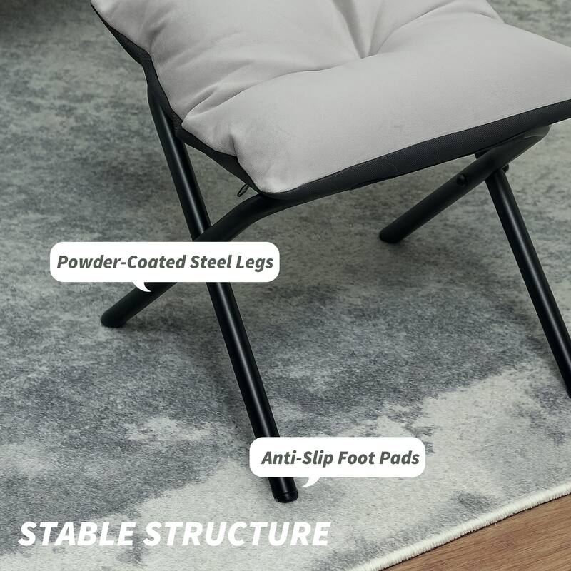 Velvet Lazy Chair with Ottoman, PP Cotton Padding and Storage