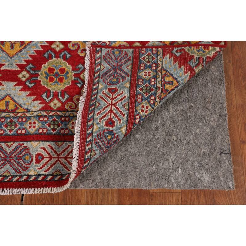 Striped Kazak Oriental Area Rug Hand-Knotted Wool Carpet - 4'10" x 6'6"