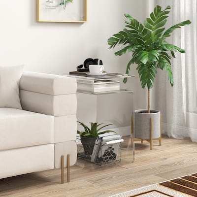 HOMCOM 2-Tier Acrylic Side Table, Modern S-Shaped End Table for Small Spaces, Home Decor Display
