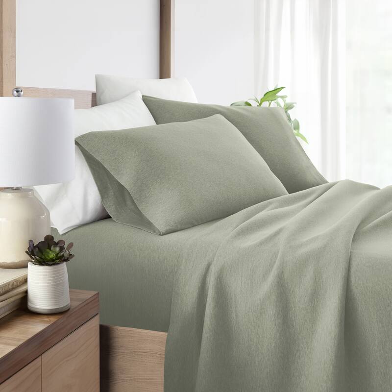 Ultra Soft 4 Piece Cotton Jersey Knit Sheet Set - Twin - Sage