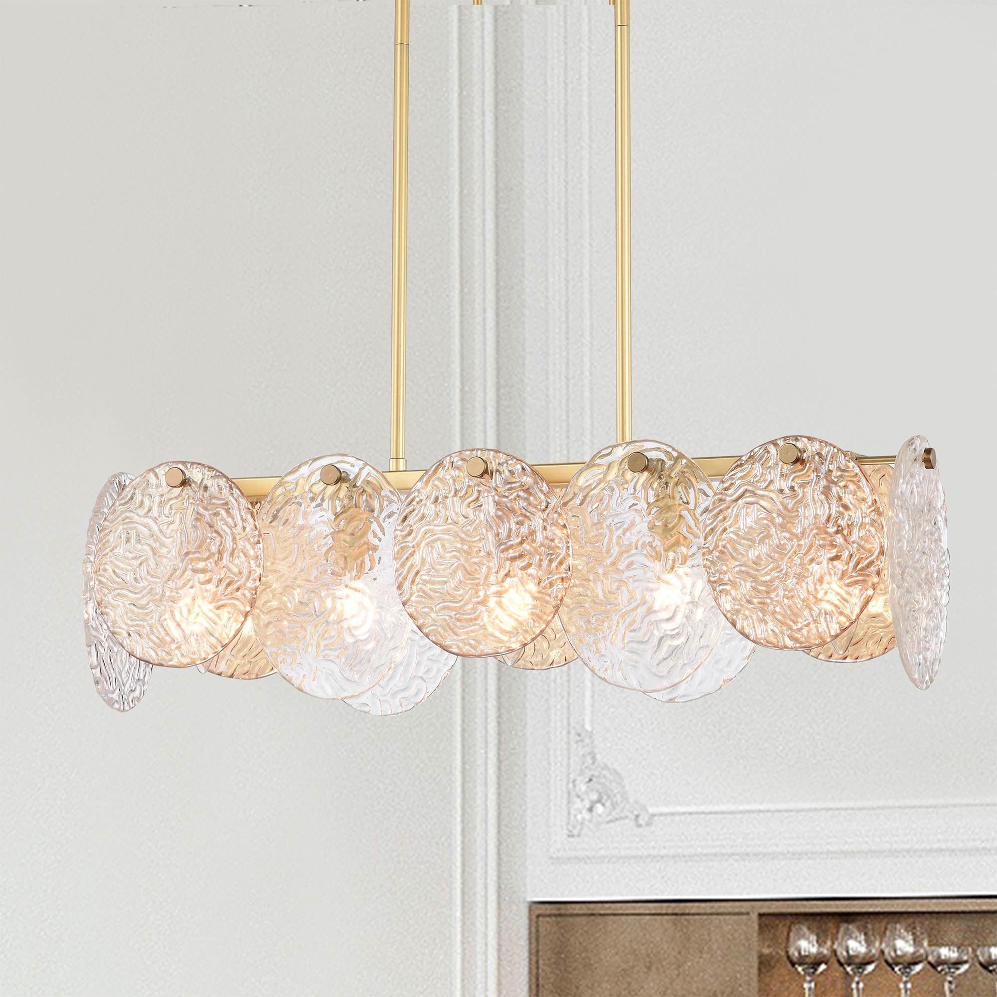 Warehouse of Tiffany Gavin 25 Inch Modern Textured Glass Chandelier 5 Light