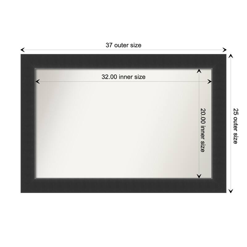 Corvino Black Framed Non-Beveled Custom Wall Mirror, Bathroom Vanity Mirror - Outer Size: 37 x 25