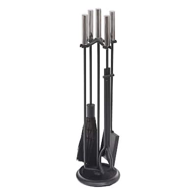 Achla Designs Contemporary Bedford Fireplace Set of 4 Tools, 30.25 Inch Tall, Black