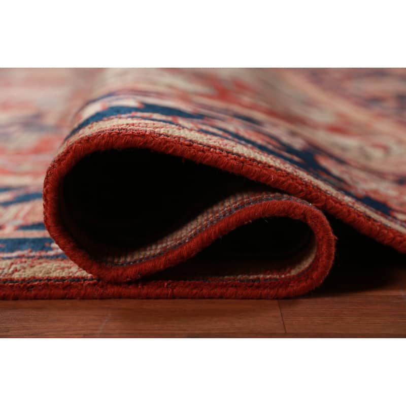 Geometric Red Heriz Serapi Oriental Area Rug Handmade Red Wool Carpet - 8'10" x 12'0"