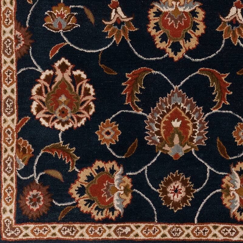 Hand-tufted Caliban Traditional Floral Ink Wool Area Rug - 4' Square