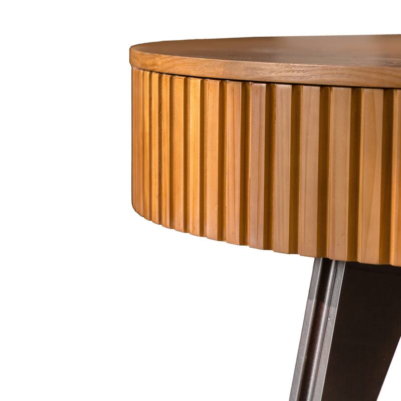 39.37" Retro Round Coffee Table with Storage Space, Suitable for Living Room and Office