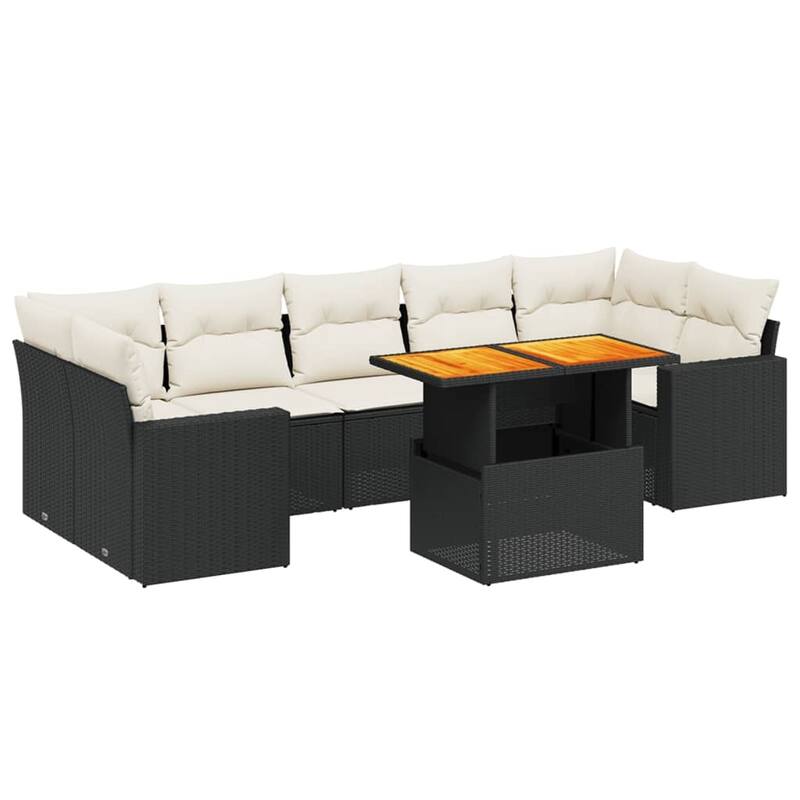 vidaXL Patio Sofa Set with Cushions Modular Outdoor Seating 8 Piece Poly Rattan - 21.7 x 39.4 x 28.7