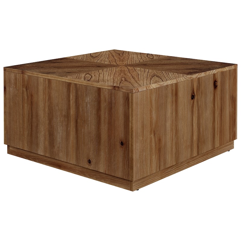 Solid Wood Coffee Table for Living Room, Farmhouse Square Accent Center Cocktail Table