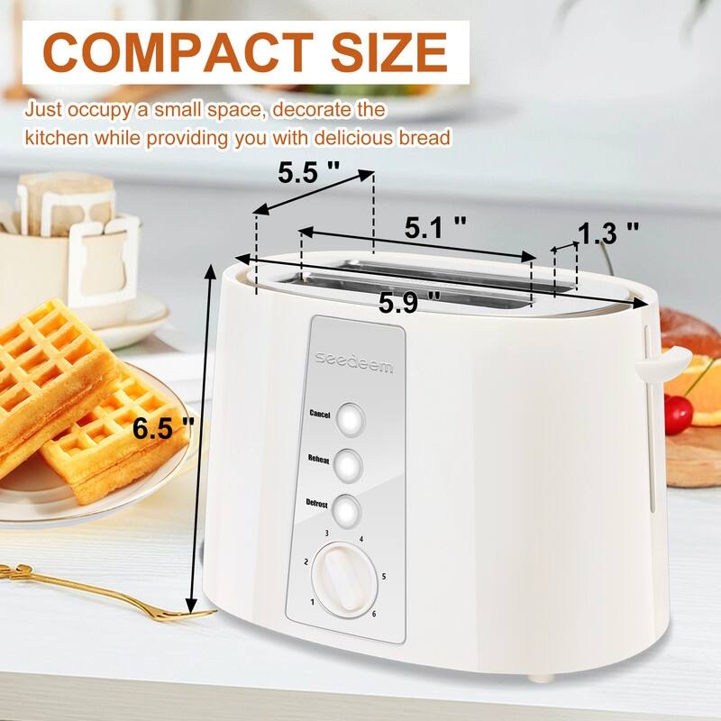 Toaster 2 Slice,6 Shade Settings, Removable Crumb Tray, 750W