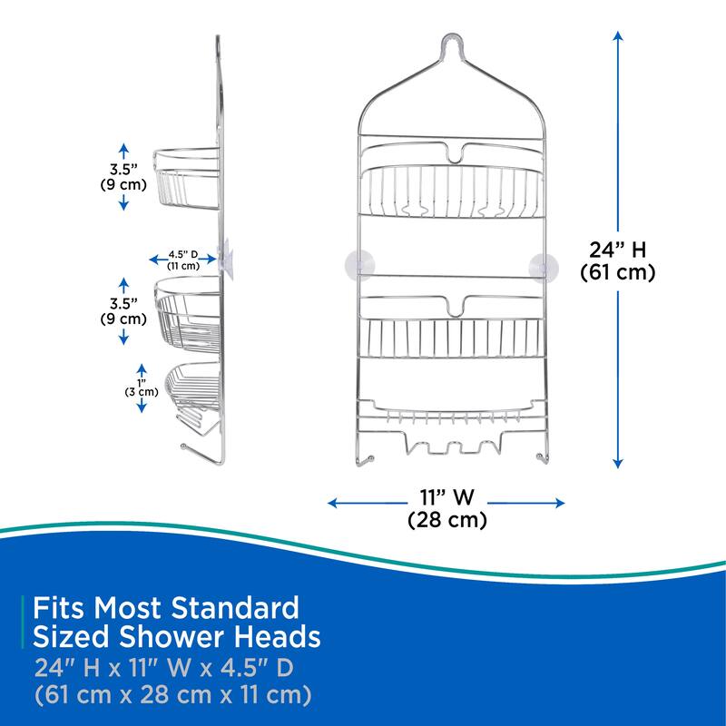 Kenney Rust-Resistant 3-Tier Large Hanging Shower Caddy - Chrome