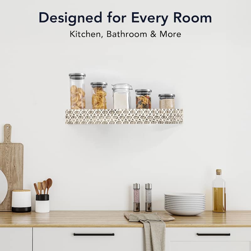 American Art Decor Small Embossed Wood Floating Wall Shelf - White - 24.25" L x 3" H x 8.25" D