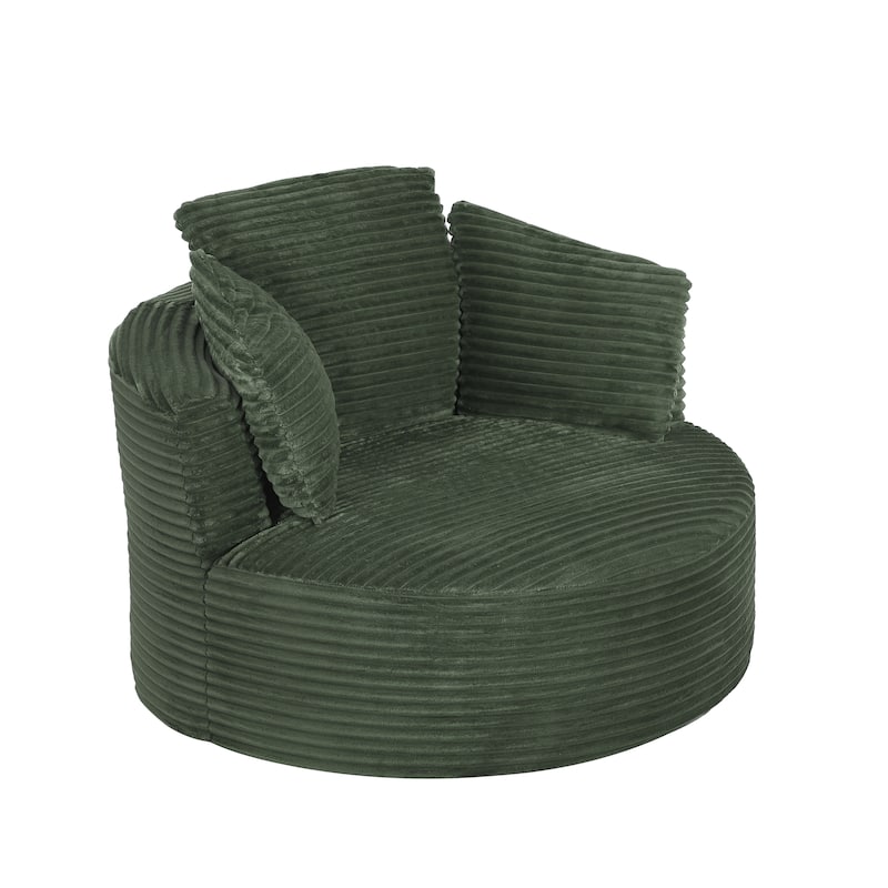 Compressible Corduroy Round Chair with Cushioned Backrest - Modern Comfort Seating for Living Room,Office,Apartment(no swivel)