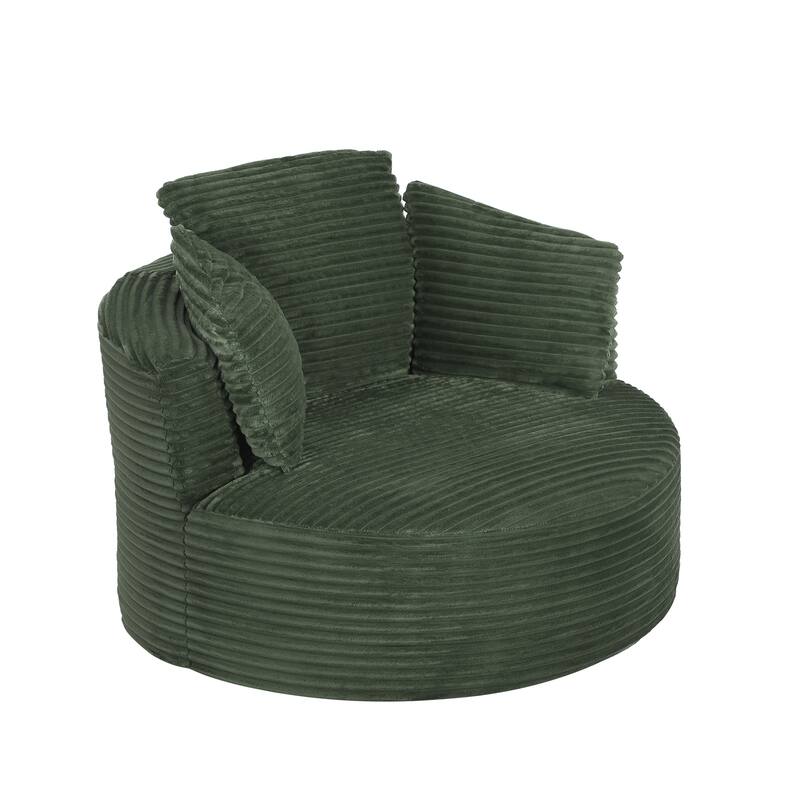 Deep Seat Barrel Chair Corduroy Single Sofa Armchair Round Accent Chair