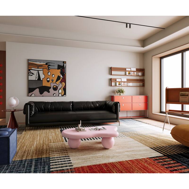 40 Inch Cloud Shaped Coffee Table with 3 Ball Legs for Living Room