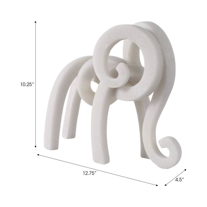 Resin Sculpture Modern Ninove Abstract Elephant Design - 10" White - 12.75" x 4.5" x 10.25"