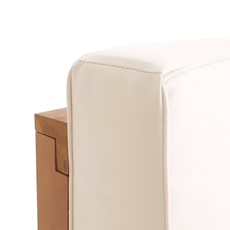 Brava Outdoor 4 Piece V-Shaped Acacia Wood Sectional Sofa and Coffee Table Set by Christopher Knight Home