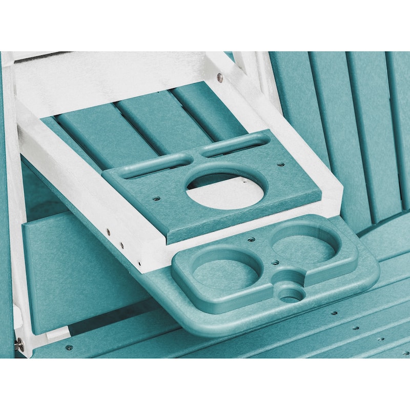 American Furniture Classics Two Seat Fan Back Glider with Drop Down Table/Cup Holder - N/A