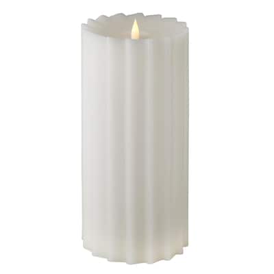 Sutton Fluted Motion Flameless Candle 5x11 White
