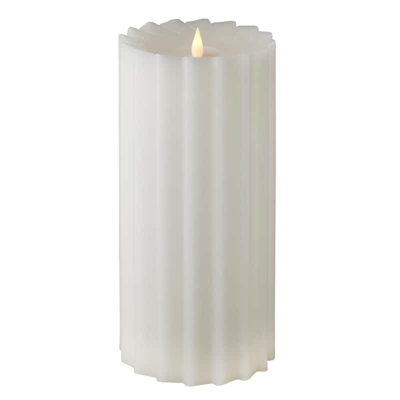 Sutton Fluted Motion Flameless Candle 5x9 White