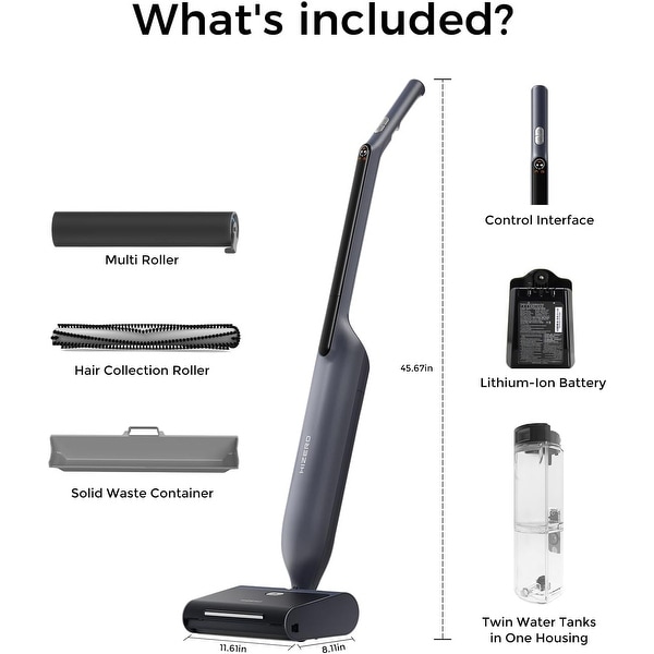 HIZERO F600 Hard Floor Cleaner with Headlight - Black - 29 x 95