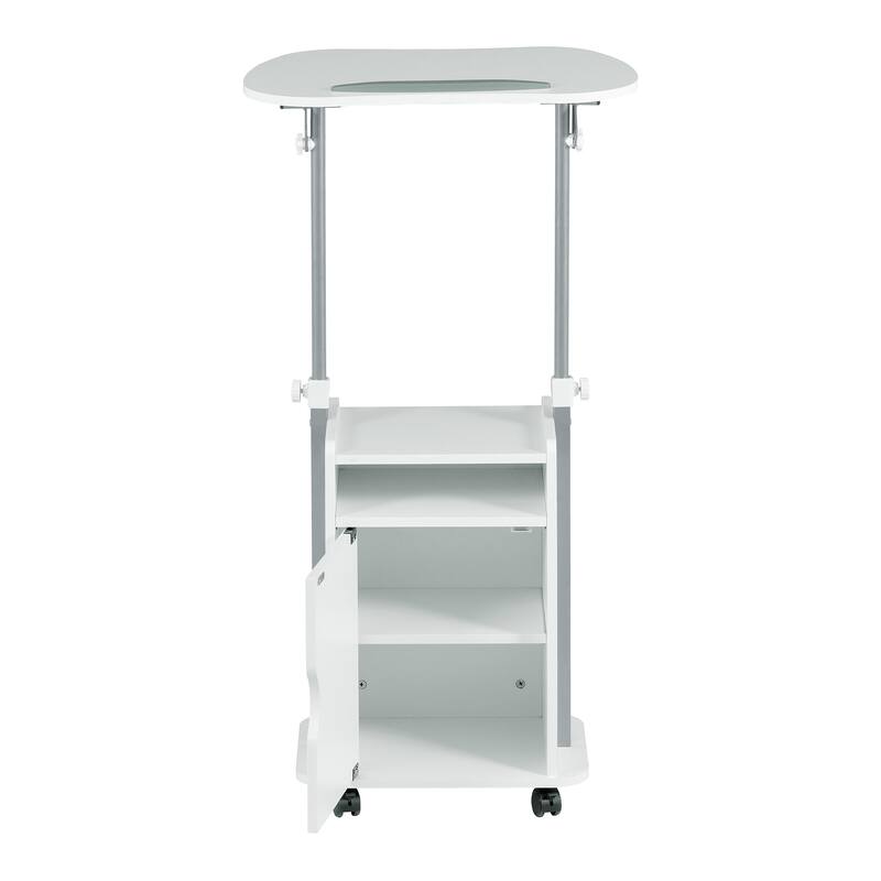 Rolling Laptop Cart Sit-to-Stand with Adjustable Height & Storage