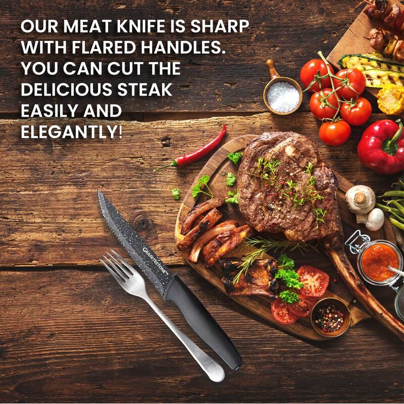 Granitestone NutriBlade Black 6 Piece Serrated Steak Knife Set Nonstick Stainless Steel