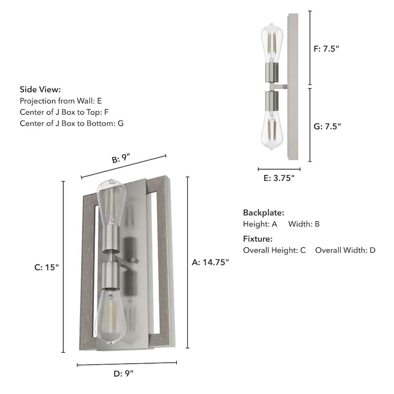 Hunter Woodburn Wall Sconce - Hallway, Bedroom, Artwork - Industrial, Rustic, Transitional - Damp Rated!