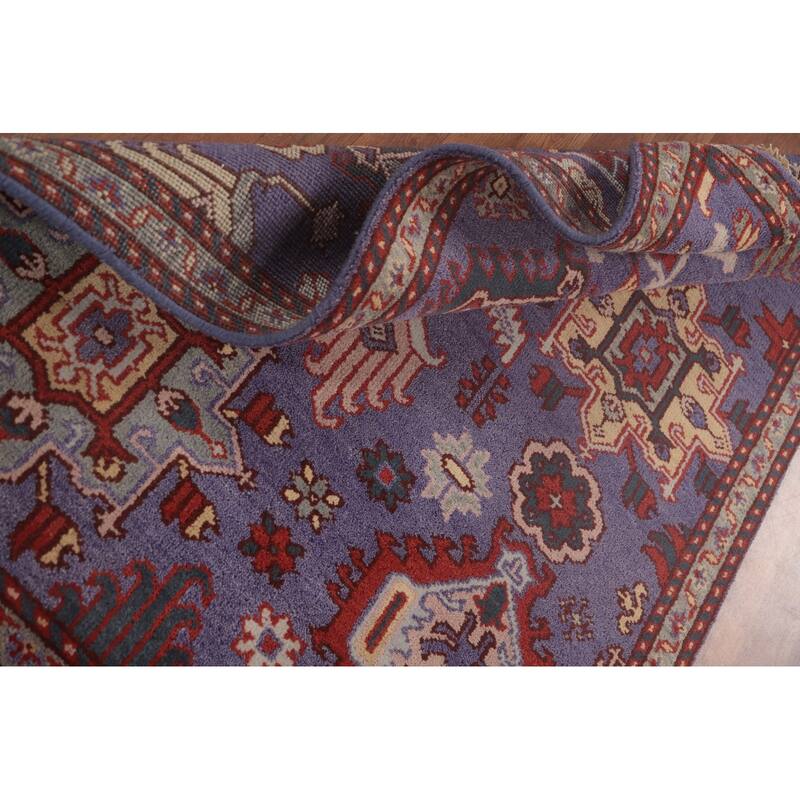 Geometric Oushak Oriental Foyer Rug Hand-Knotted Wool Carpet - 4'0" x 5'11"