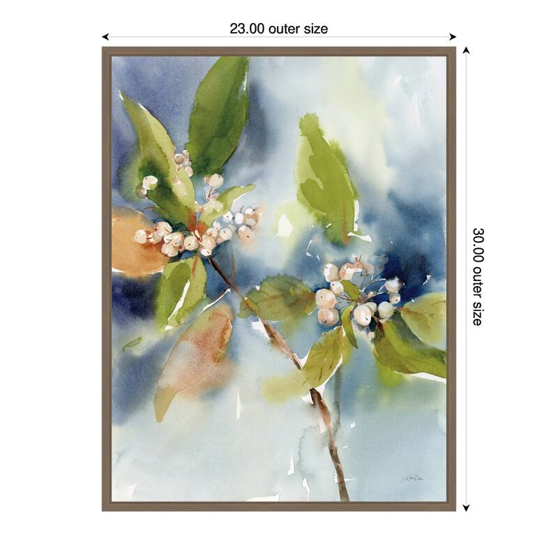 Winter Berries by Katrina Pete (23 x 30 in.), Framed Canvas Wall Art Print - Sylvie Dark Gold