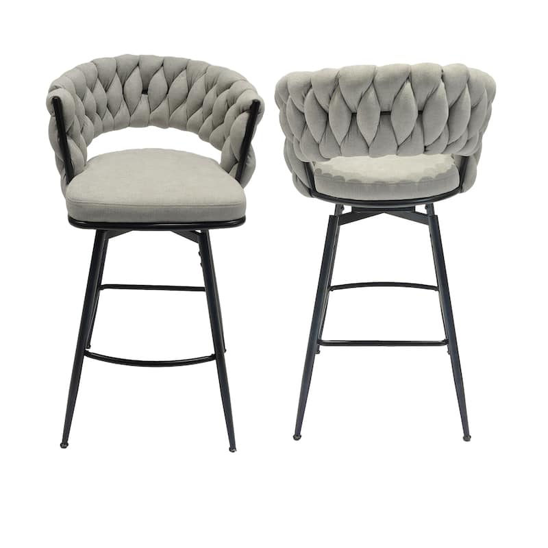 360 Swivel Bar Stool Set of 2 with Back and Footrest, No Adjustable