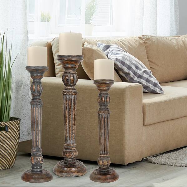 Vintage Wooden Candle Stand Set Of 3 18 21 And 24 Overstock 32072581