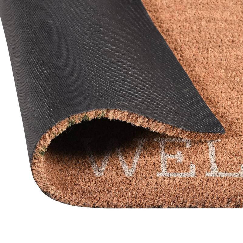 Villa by Classic Home Daisy Welcome 24x36 Ivory and Natural Choir Doormat