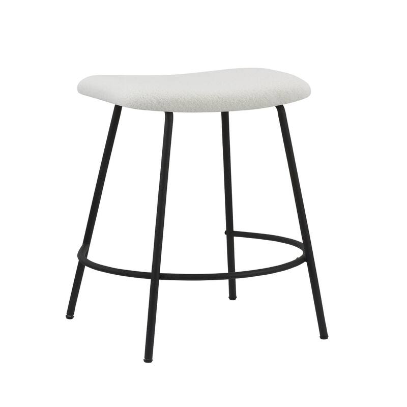 Fabric Backless Counter Height Bar Stools with Black Metal Frame Set of 2 - 19.19” x 19.5” x 25.5” (D x W x H)