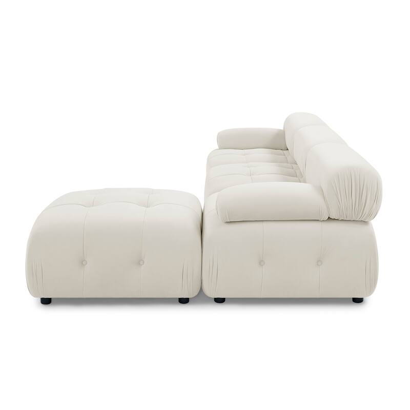 Modular Sectional Sofa, Velvet Button Tufted Designed & DIY Combination, L-Shaped Couch with Reversible Ottoman for Living Room
