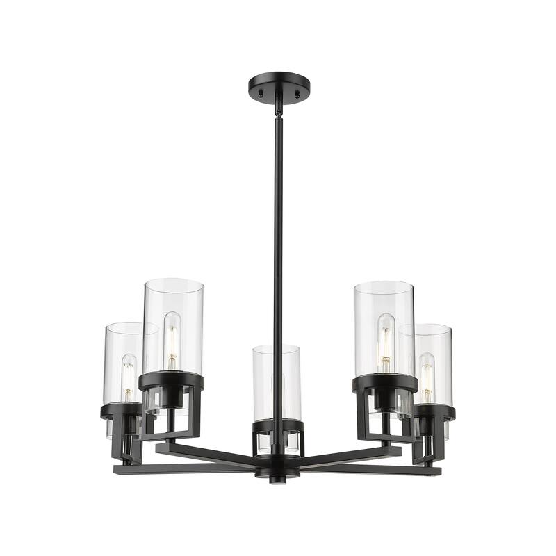 Innovations Lighting Utopia - 5 Light 8" Stem Hung Chandelier - Clear/Matte Black