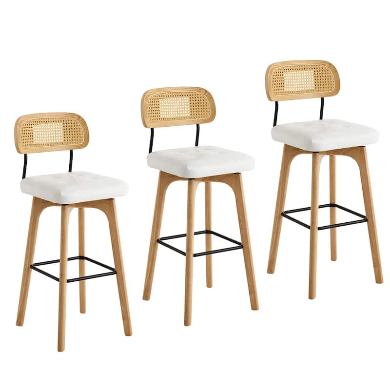 Swivel Bar Stool Set of 2/3/4 with Back Support - White-3 - Set of 3