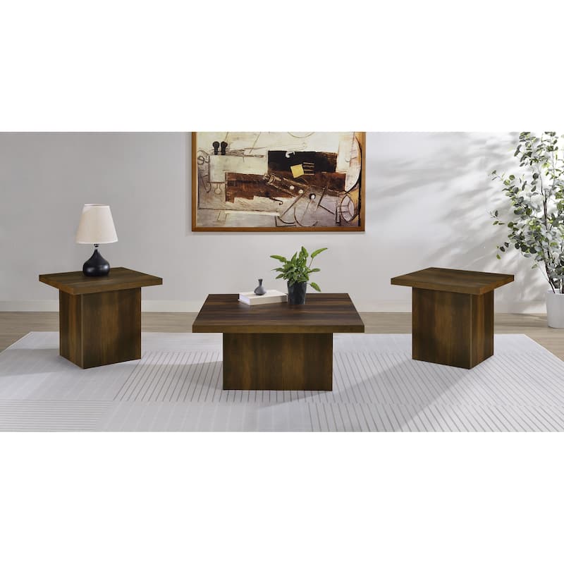 Devar Square Coffee And End Table Set - Dark Pine - 3-piece set