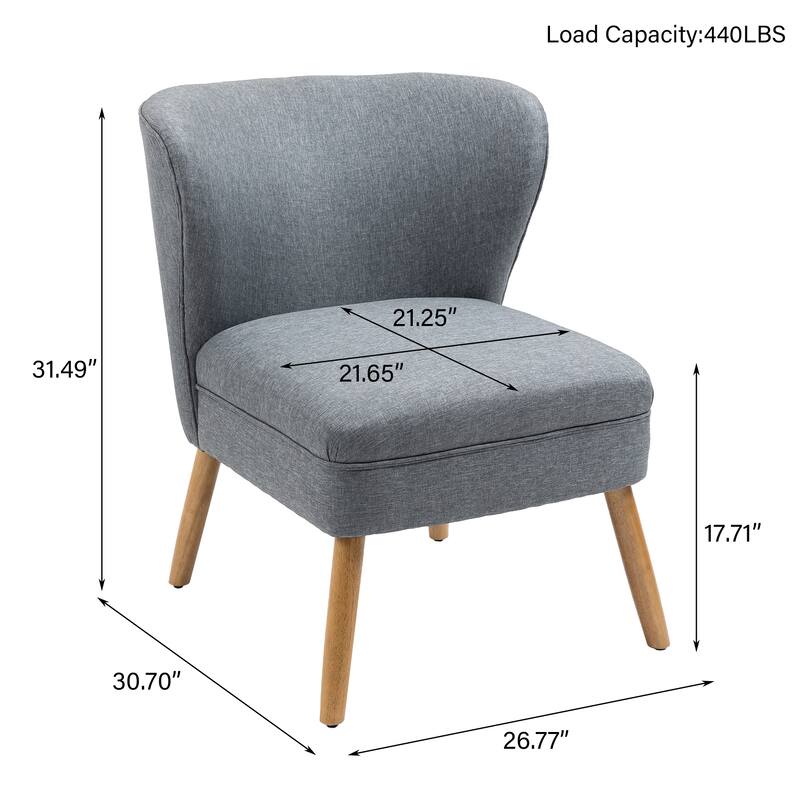 Linen Armless Accent Chair Slipper Chair