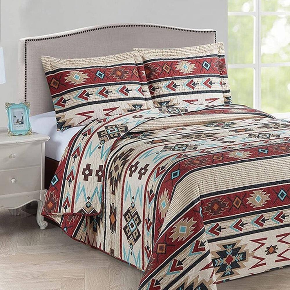 Full/Queen Rustic Striped Southwestern Bedding Set Beige Bed Bath & Beyond 40146036