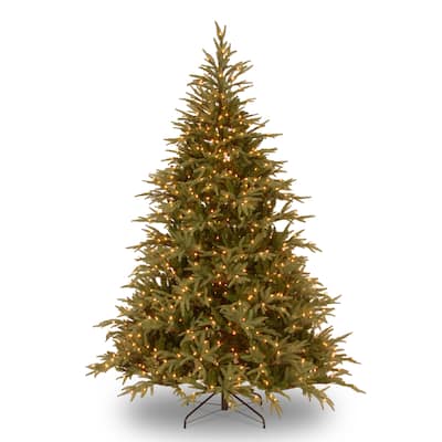 National Tree Company 6 ft. Feel Real Fraser Grande Hinged Tree with 800 Dual White to Multi-Colored LED Lights - 6 Foot